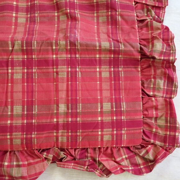 New Vintage 2006 JCPenney Middleton Euro Pillow Sham Quilted Red Gold Plaid USA - Picture 3 of 10